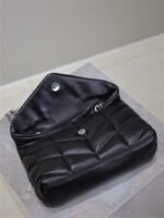 YSL 25S LOULOU PUFFER MINI 23 IN BLACK CALFSKIN SILVER HARDWARE - Image 13