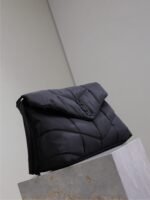YSL 25S LOULOU PUFFER BAG 34 IN BLACK NYLON BLACK HARDWRE - Image 8
