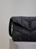 YSL 25S LOULOU PUFFER BAG 34 IN BLACK NYLON BLACK HARDWRE - Image 7