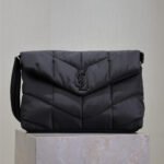 YSL 25S LOULOU PUFFER BAG 34 IN BLACK NYLON BLACK HARDWARE - Image 10
