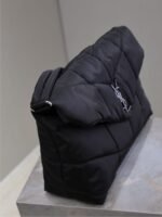 YSL 25S LOULOU PUFFER BAG 34 IN BLACK NYLON BLACK HARDWARE - Image 6