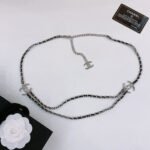 CHAIN BELT IN SILVER METAL INTERWOVEN WITH CALFSKIN STRAPS