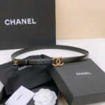 DOUBLE C BELT 20MM IN BLACK CALFSKIN WITH GOLD-TONE CHAIN INTERWOVEN BUCKLE - Image 7