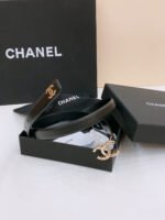 DOUBLE C BELT 20MM IN BLACK CALFSKIN WITH GOLD-TONE CHAIN INTERWOVEN BUCKLE - Image 8