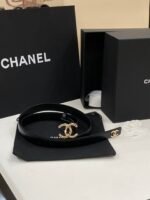 DOUBLE C BELT 20MM IN BLACK CALFSKIN WITH GOLD-TONE CHAIN INTERWOVEN BUCKLE - Image 3