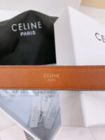 CELINE 25S BELT TRIOMPHE TAURILLON 25MM IN BROWN CALFSKIN AND DENIM 558351 - Image 4