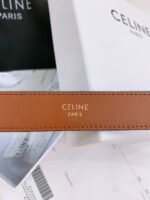 CELINE 25S BELT TRIOMPHE TAURILLON 25MM IN BROWN CALFSKIN AND DENIM 558357 - Image 5