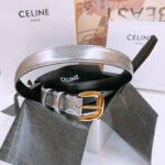 CELINE 25S BELT 25MM WITH ARC DE TRIOMPHE BUCKLE IN SILVER 571498 - Image 7