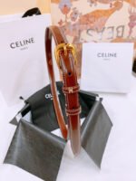 CELINE 25S BELT 18MM WITH ARC DE TRIOMPHE BUCKLE IN BURNT UMBER 571505 - Image 8