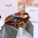 CELINE 25S BELT 18MM WITH ARC DE TRIOMPHE BUCKLE IN BURNT UMBER 571505 - Image 7