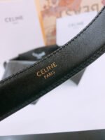 CELINE 25S TRIOMPHE BELT 25MM IN BLACK CALFSKIN GOLD HARDWARE 570969 - Image 11