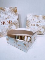 DIOR 25S BELT 20 MM IN LIGHT BEIGE BROWN CALFSKIN 572903 - Image 2