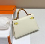 HM KELLY MINI 20 WHITE YELLOW BROWN EPSOM SILVER HARDWARE - Image 2