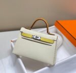 HM KELLY MINI 20 WHITE YELLOW BROWN EPSOM SILVER HARDWARE - Image 4