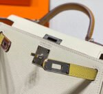 HM KELLY MINI 20 WHITE YELLOW BROWN EPSOM SILVER HARDWARE - Image 5