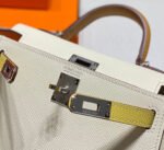 HM KELLY MINI 20 WHITE YELLOW BROWN EPSOM SILVER HARDWARE - Image 14