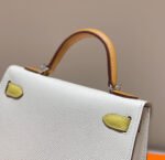 HM KELLY MINI 20 WHITE YELLOW BROWN EPSOM SILVER HARDWARE - Image 8