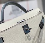 HM KELLY MINI 20 WHITE GLACIER GRAY EPSOM SILVER HARDWARE - Image 14
