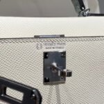 HM KELLY MINI 20 WHITE GLACIER GRAY EPSOM SILVER HARDWARE - Image 16