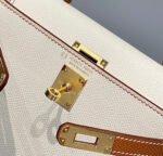 HM KELLY MINI 20 WHITE GOLDEN BROWN EPSOM GOLD HARDWARE - Image 14