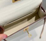 HM KELLY MINI 20 WHITE GOLDEN BROWN EPSOM GOLD HARDWARE - Image 17
