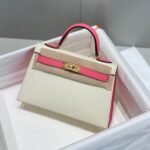 HM KELLY MINI 20 WHITE PINK EPSOM GOLD HARDWARE - Image 13