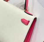 HM KELLY MINI 20 WHITE PINK EPSOM GOLD HARDWARE - Image 5