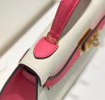 HM KELLY MINI 20 WHITE PINK EPSOM GOLD HARDWARE - Image 15