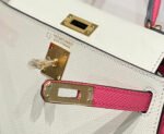 HM KELLY MINI 20 WHITE PINK EPSOM GOLD HARDWARE - Image 16