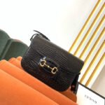 GG 1955 Horsebit Bag 25cm Black Crocodile Leather Gold Hardware - Image 10