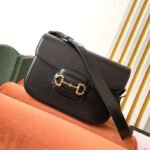 GG 1955 Horsebit Bag 25cm Black Calfskin Gold Hardware - Image 9