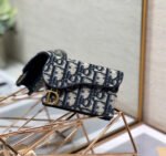 CD Saddle Wallet 10.5cm Blue Obique Embroidery - Image 10