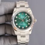 DATEJUST 41MM STEEL SMOOTH BEZEL DIAMOND NUMERALS - Option 1 Green Dial - Option 2 Japan Movement - Image 3