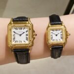 PANTHERE DE CARTIE DIAMOND BEZEL LEATHER - Option 1 22cm - Option 2 Black/Pink Gold Case - Option 3 Japan Movement