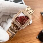 PANTHERE DE CARTIE ROSE GOLD DIAMOND BEZEL - Option 1 Red Dial - Image 3