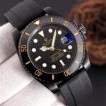 SUBMARINER DATE 40 BLACK CASE RUBBER STRAP - Option 1 Blue Gold - Option 2 Japan Movement