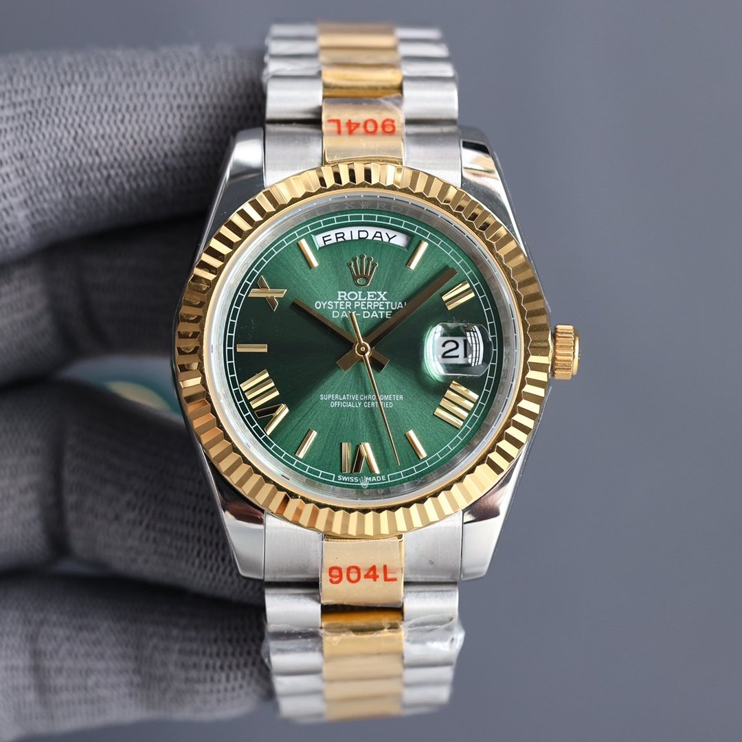 13278526855530068_28c3fadf-49d9-414d-9808-d21fbfae3db6-3 DAY-DATE 40 GOLD STEEL JUBILEE BRACELET 1 - Option 1 Silver DIal - Option 2 Japan Movement - Image 1