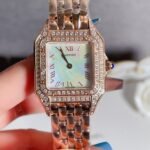 PANTHERE 27MM QUARTZ ROSE GOLD DIAMOND BEZEL - Option 1 Mop Dial - Option 2 Japan Movement