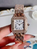 PANTHERE 27MM QUARTZ ROSE GOLD DIAMOND BEZEL - Option 1 White Dial - Option 2 Japan Movement - Image 3