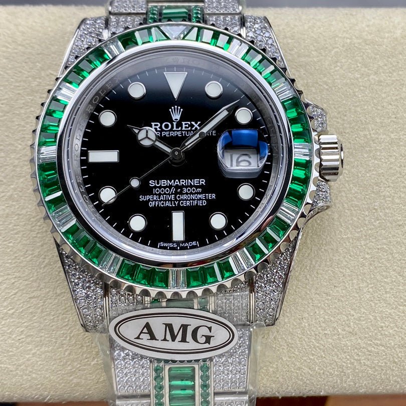 20230821_i1692565939_1216_0_jpg_5e54a618-573c-4b8a-b77c-e5ac8384b0f9 Rolex Submariner Date Green Black Dial Full Diamond - Image 1