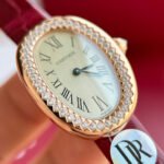 Baignoire 23mm Pink Gold Case Diamond Bezel Red Leather Strap - Image 2