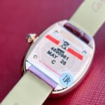 Baignoire 23mm Pink Gold Case Diamond Bezel Red Leather Strap - Image 3