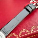 Baignoire 23mm Silver Case Diamond Bezel Black Leather Strap - Image 3