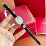 Baignoire 23mm Silver Case Diamond Bezel Black Leather Strap - Image 2