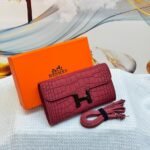 Hermès Constance Long To Go Wallet (Burgundy/Wine)