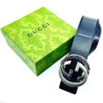 Gucci Blondie Interlocking G Belt (Navy Blue/Silver & Black Engraved)