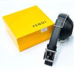 Fendi FF Motif Belt (Black / Silver Hardware)