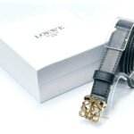 Loewe Anagram Buckle Leather Belt (Black/Gold)