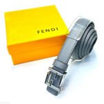 Fendi FF Motif Belt (Grey / Silver Hardware)