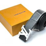 Louis Vuitton LV Pyramide Leather Belt (Black / Matte White Buckle)